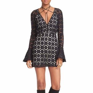 Free People Back to Black Crochet Minidress